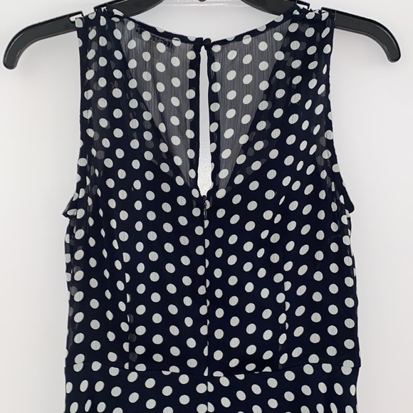 Calvin Klein Dot V-neck Sleeveless Wrap High-Low Maxi Dress - Picture 4 of 5